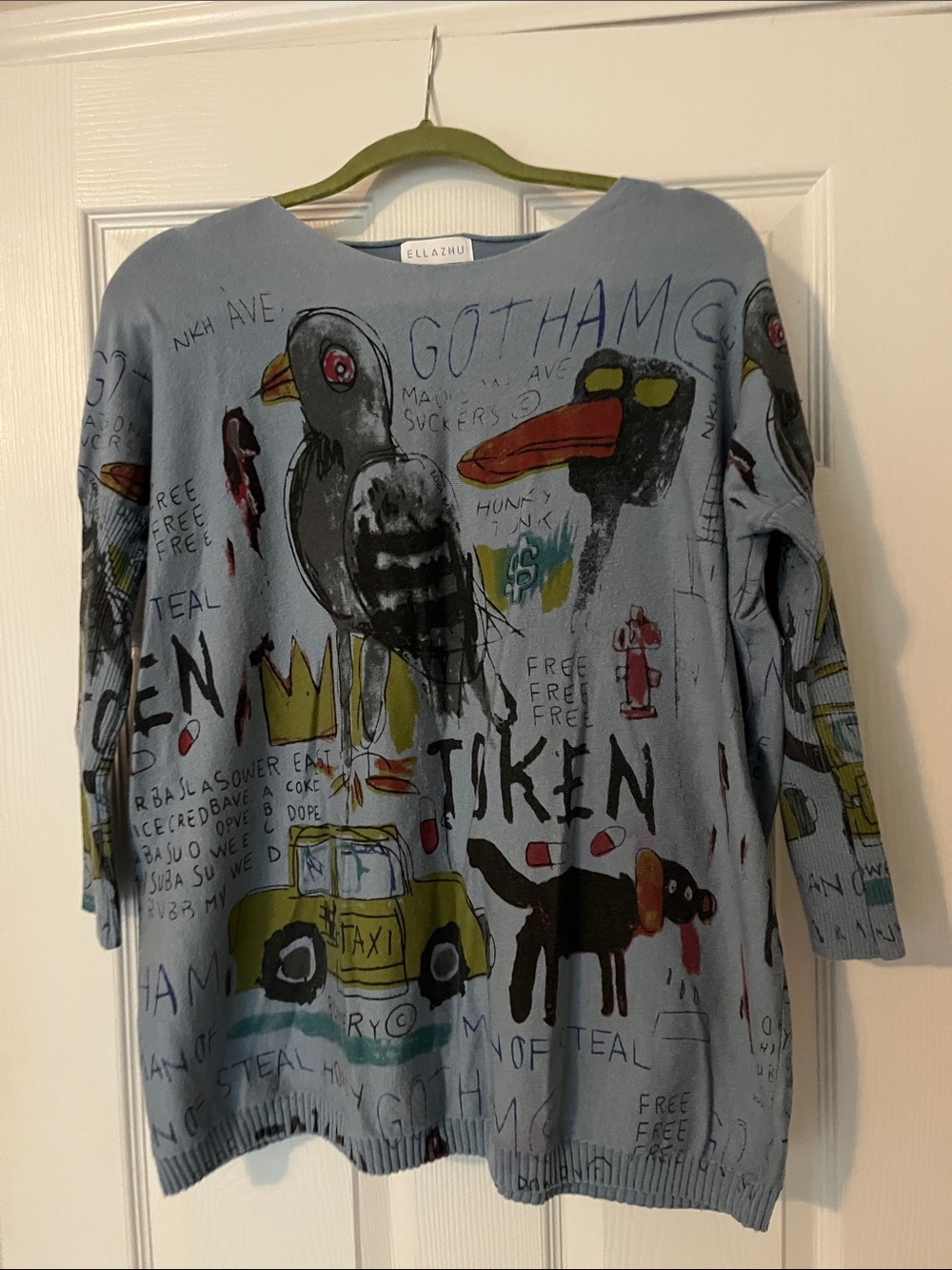 Ella Light Blue Illustrated Graphic Sweater